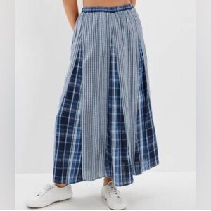 American Eagle Blue Plaid Women's Maxi Skirt (Size L)
